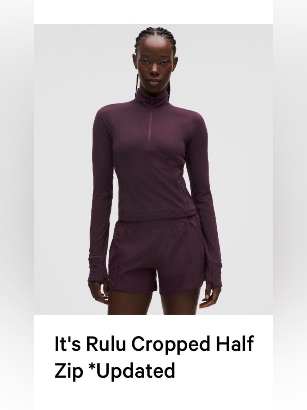 lululemon athletica Rulu Cropped Half-Zip Top - Deep Plum